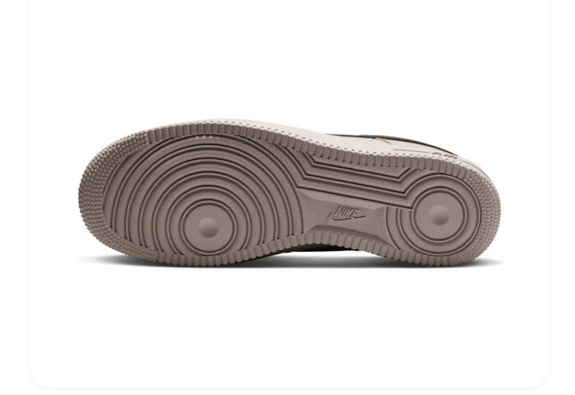 Nike Air Force 1 Light Taupe and Dark Brown Low-Top Sneakers