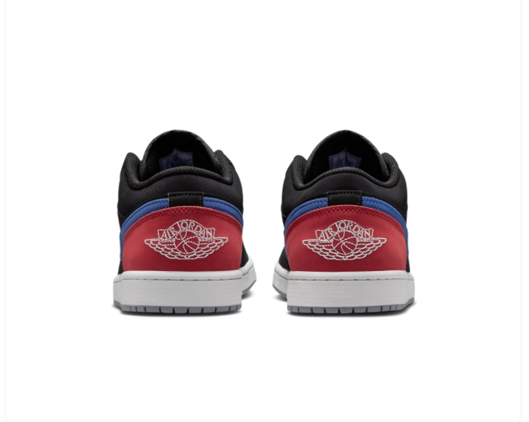 Air Jordan 1 Low Black, Blue and Red Sneakers