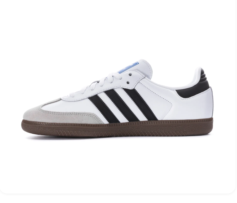 adidas Samba White and Black Sneakers with Grey Toe and Dark Brown Sole