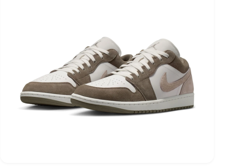 Air Jordan 1 Low Taupe and Off-White Sneakers