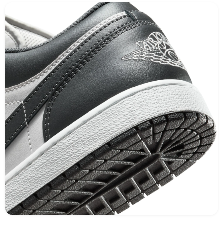 Air Jordan 1 Low Charcoal Grey and White Sneakers
