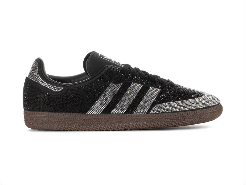 adidas Black and Silver Rhinestone Sneakers with Gum Sole