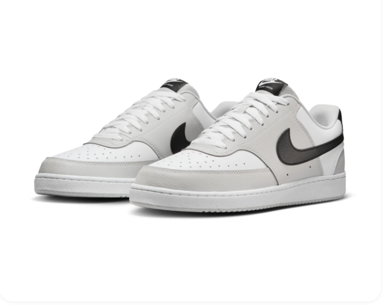 Nike Court Vision White, Light Grey and Black Low-Top Sneakers