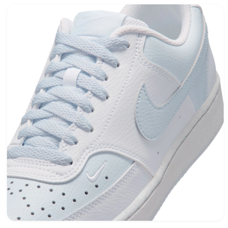 Nike White and Pale Blue Low-Top Sneakers