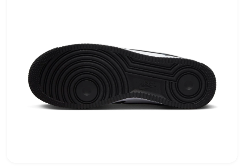 Nike Air Force 1 Black and White Low-Top Sneakers with Outlined Swoosh