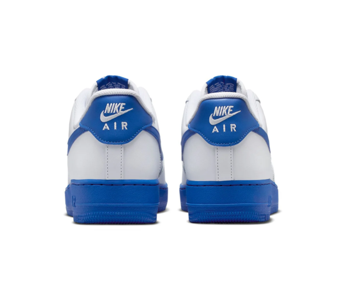 Nike Air Force 1 White and Royal Blue Low-Top Sneakers