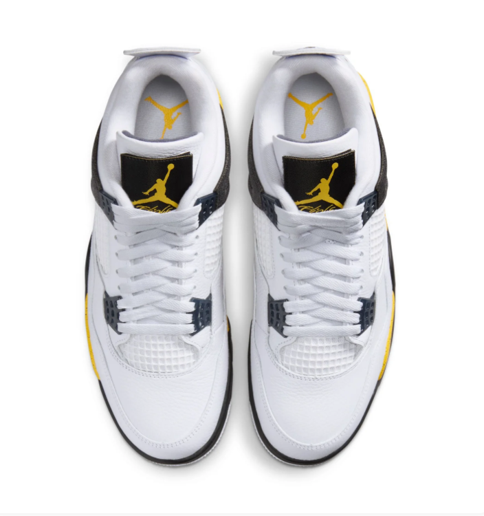 Air Jordan 4 White, Black and Yellow Sneakers