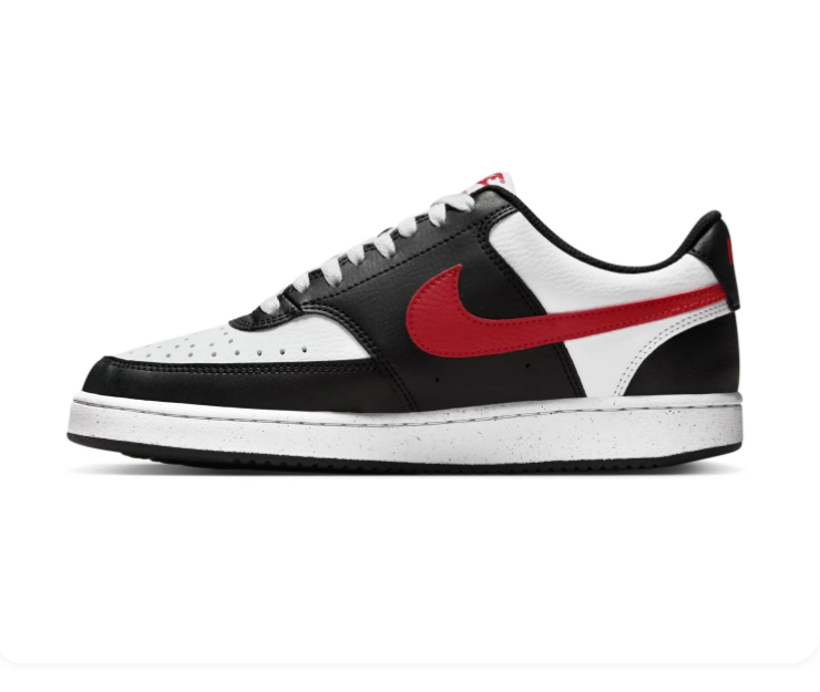 Nike Court Vision Black, White and Red Low-Top Sneakers