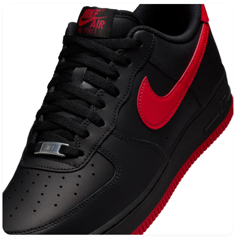 Nike Air Force 1 Black and Red Low-Top Sneakers