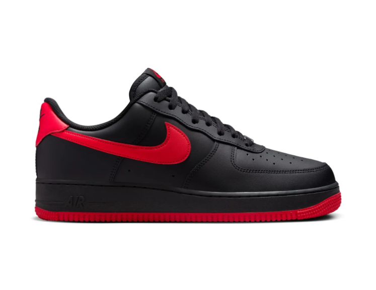 Nike Air Force 1 Black and Red Low-Top Sneakers