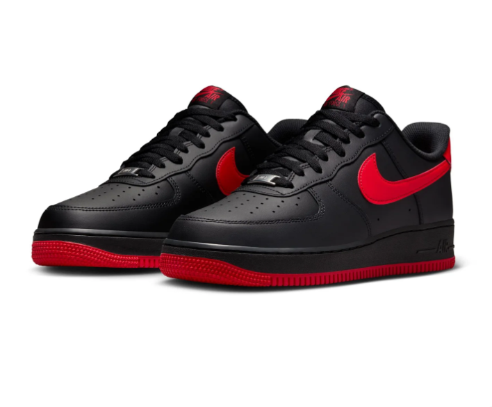 Nike Air Force 1 Black and Red Low-Top Sneakers