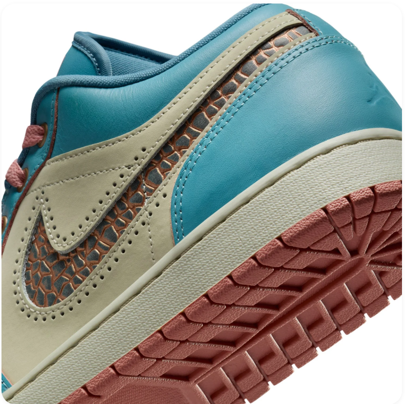Air Jordan Turquoise and Cream Low-Top Sneakers with Coral Accents