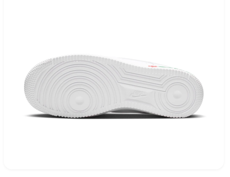 Nike Air Force 1 White Rose Detail Low-Top Sneakers with Red Accents