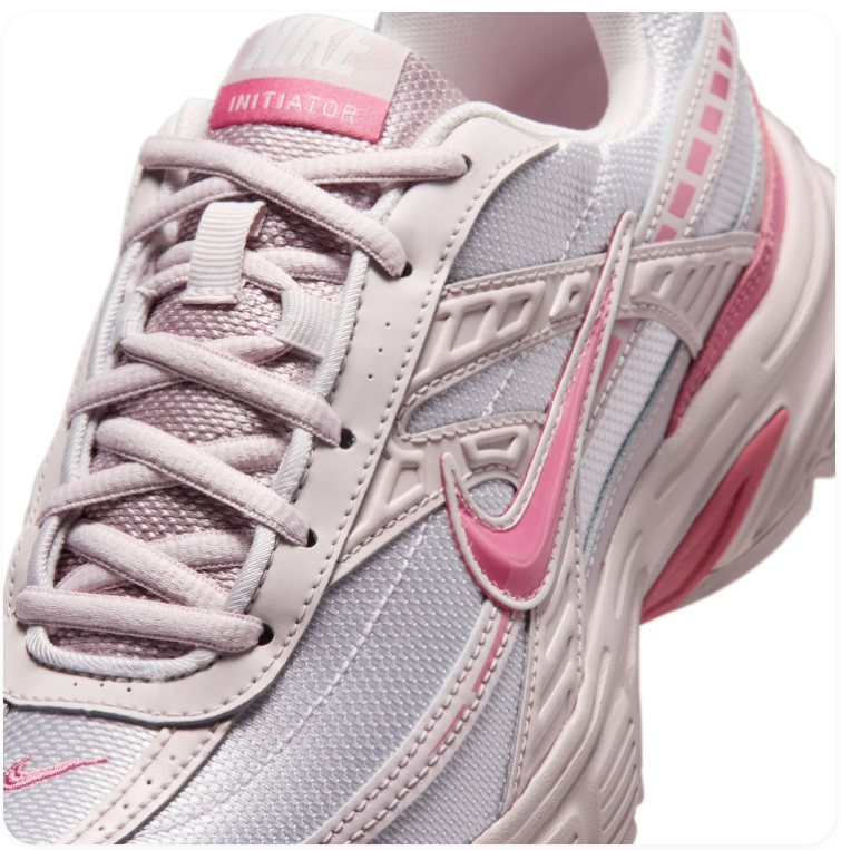 Nike Initiator White and Pale Pink Sneakers with Bright Pink Accents