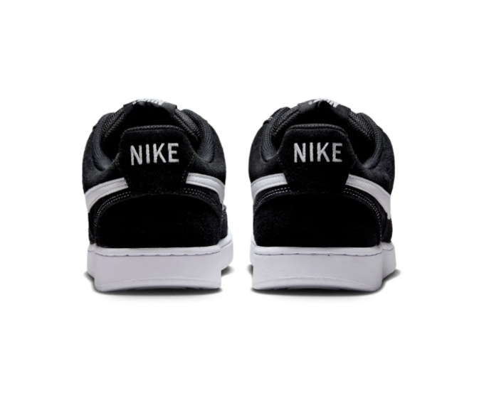 Nike Court Vision Black and White Low-Top Sneakers with Contrast Stitching