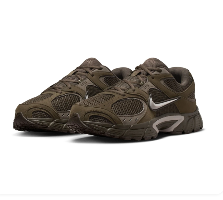 Nike Dark Olive Mesh Sneakers with Silver Swoosh and Sculpted Sole