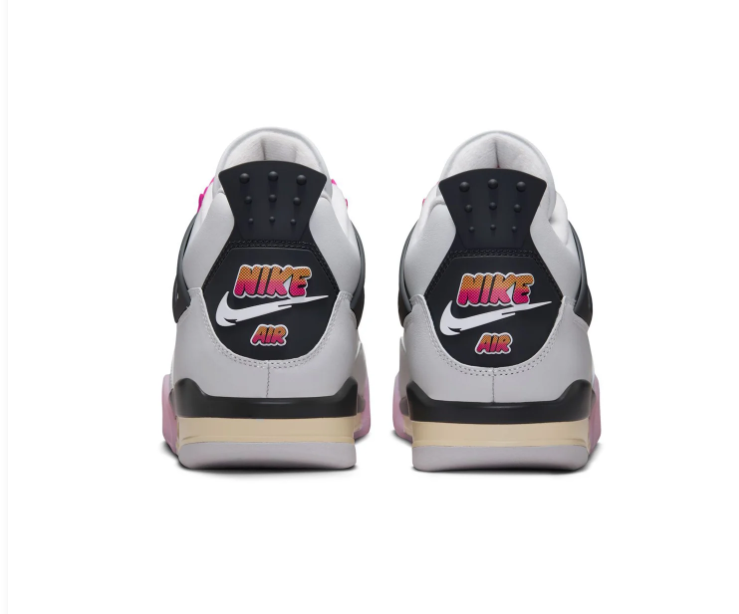 Air Jordan 4 White and Pink Sneakers with Gradient Accents