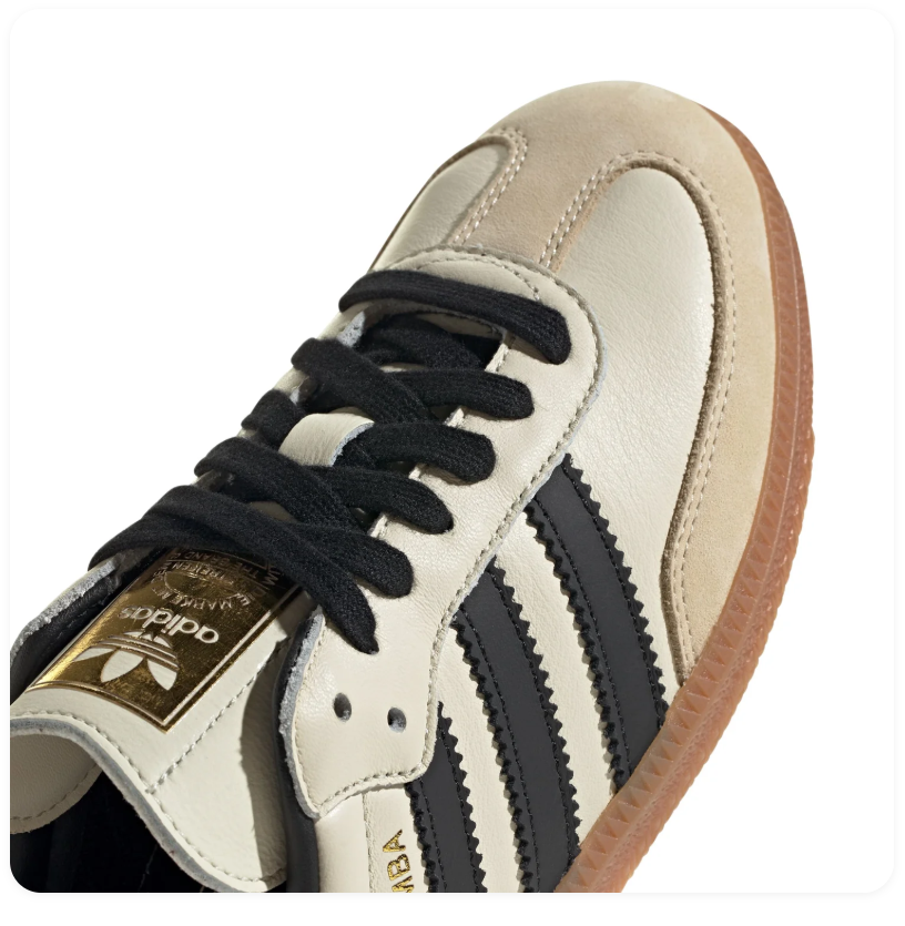 adidas Samba Cream and Black Sneakers with Gum Sole