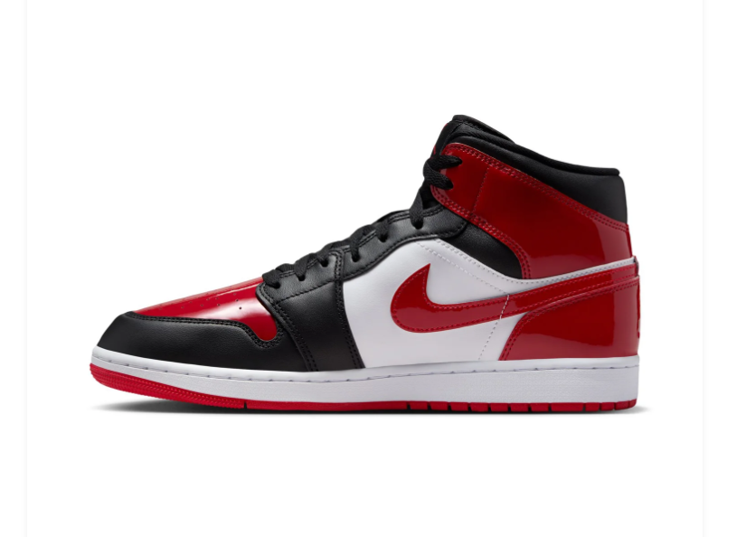 Air Jordan 1 Mid Red, Black and White Sneakers