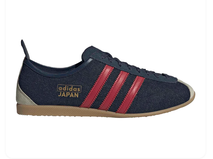 adidas Japan Navy and Red Low-Profile Sneakers with Gum-Colored Sole