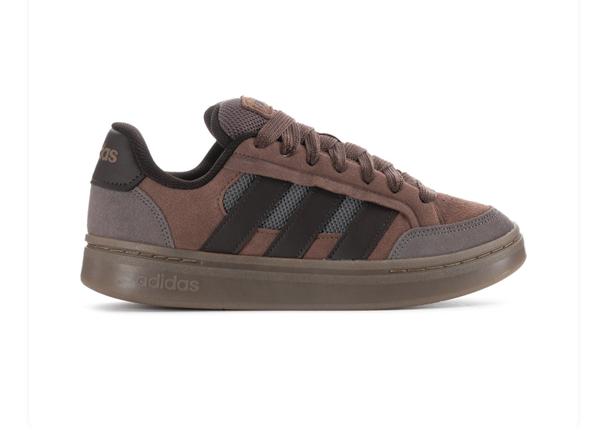 adidas Brown and Gray Low-Top Sneakers with Gum-Colored Sole