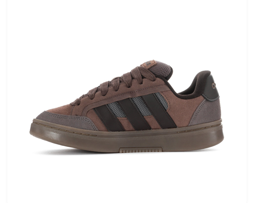 adidas Brown and Gray Low-Top Sneakers with Gum-Colored Sole