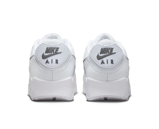 Nike Air Max 90 White and Grey Sneakers with Black Swoosh