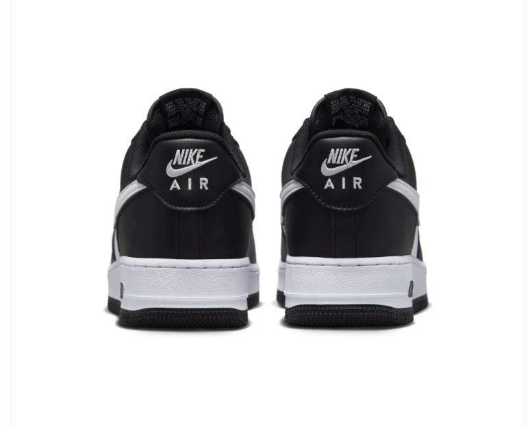 Nike Air Force 1 Black and White Low-Top Sneakers with Outlined Swoosh