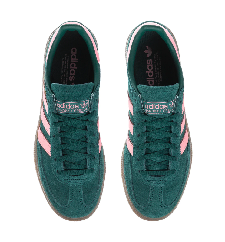 adidas Handball Spezial Dark Green and Pink Sneakers with Gum Sole