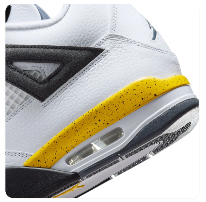 Air Jordan 4 White, Black and Yellow Sneakers