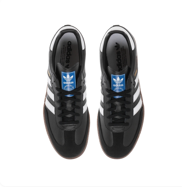 adidas Samba Black and White Sneakers with Gum Sole