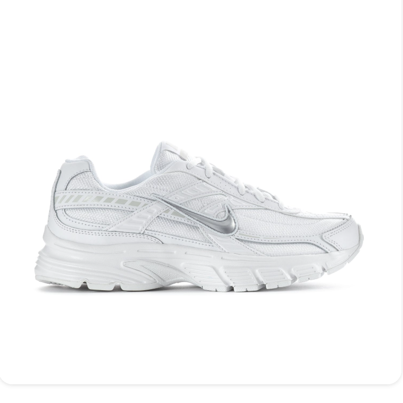 Nike White and Metallic Silver Retro-Inspired Sneakers