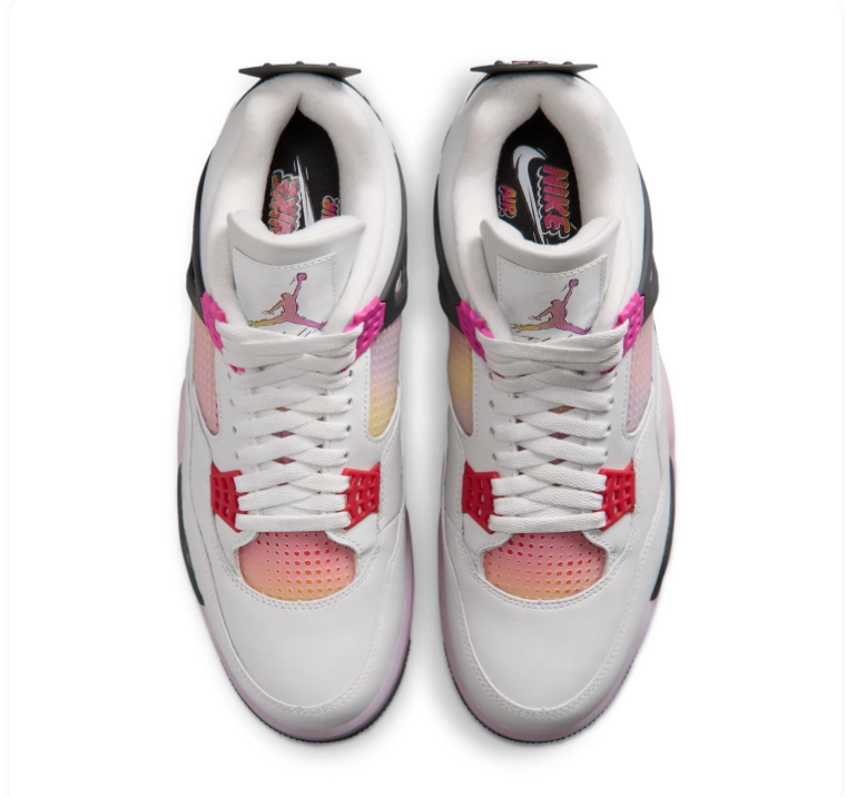 Air Jordan 4 White and Pink Sneakers with Gradient Accents