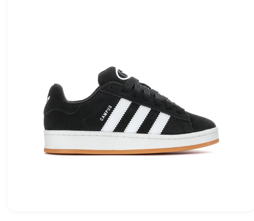 adidas Campus Black and White Sneakers with Gum Sole