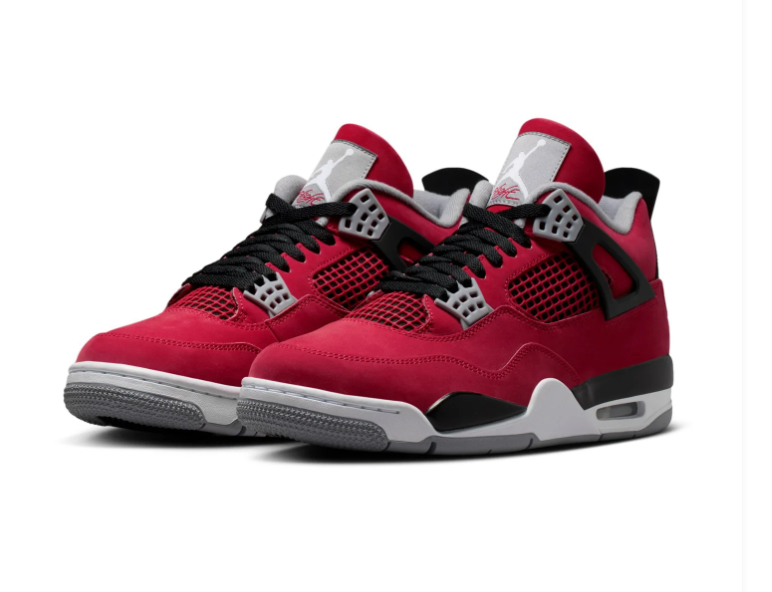Air Jordan 4 Red, Black and Grey Sneakers