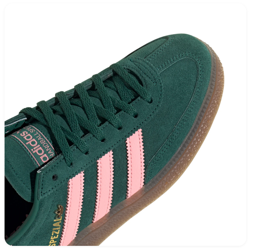 adidas Handball Spezial Dark Green and Pink Sneakers with Gum Sole