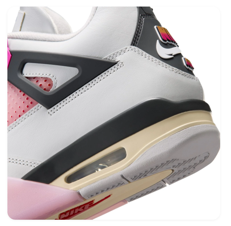 Air Jordan 4 White and Pink Sneakers with Gradient Accents