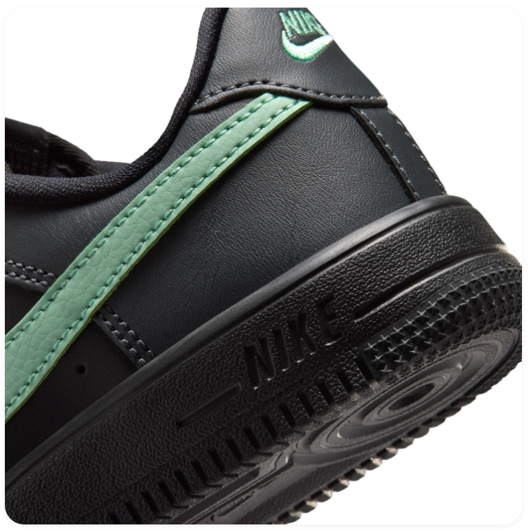 Nike Force 1 Black and Mint Green Low-Top Sneakers