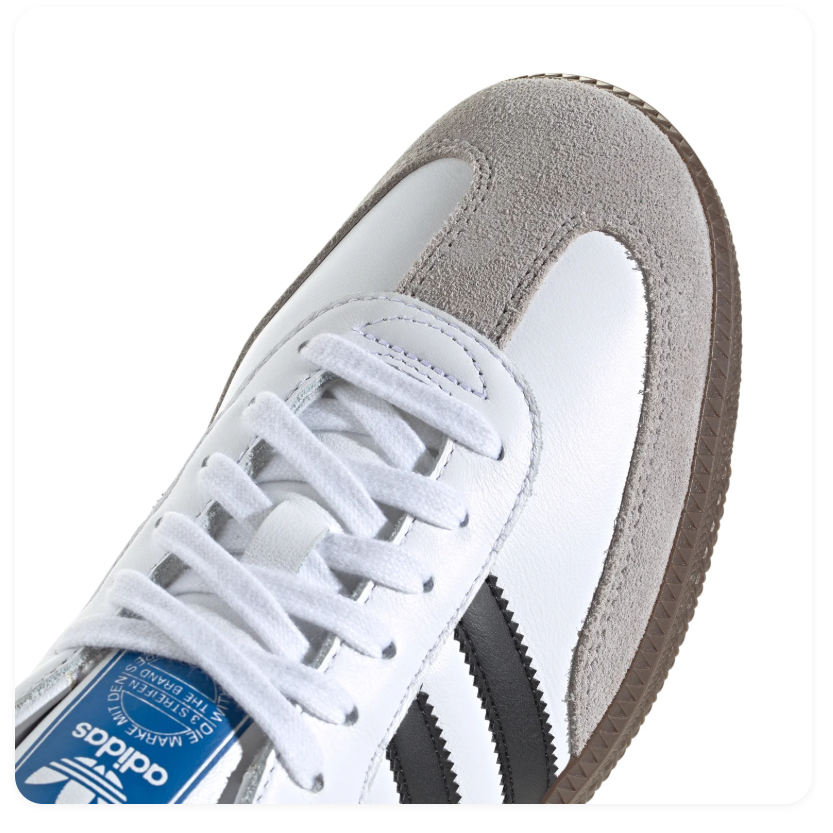 adidas Samba White and Black Sneakers with Gum Sole