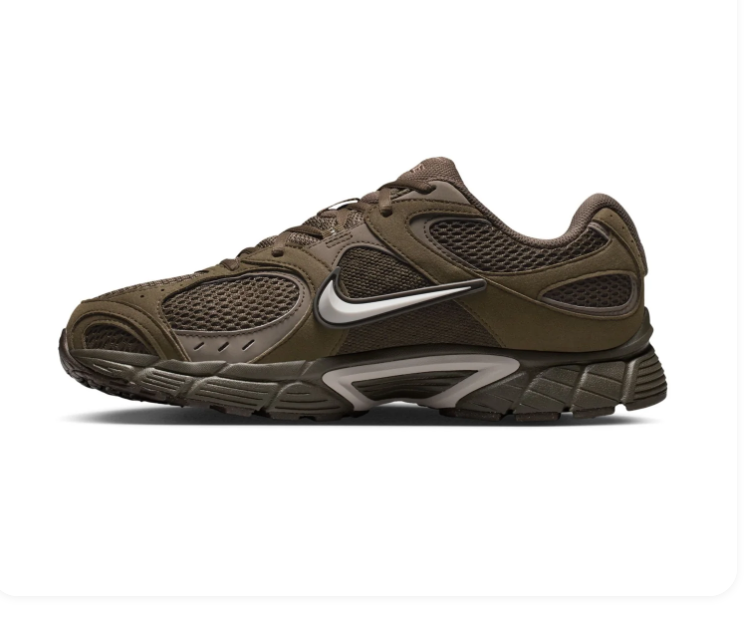 Nike Dark Olive Mesh Sneakers with Silver Swoosh and Sculpted Sole