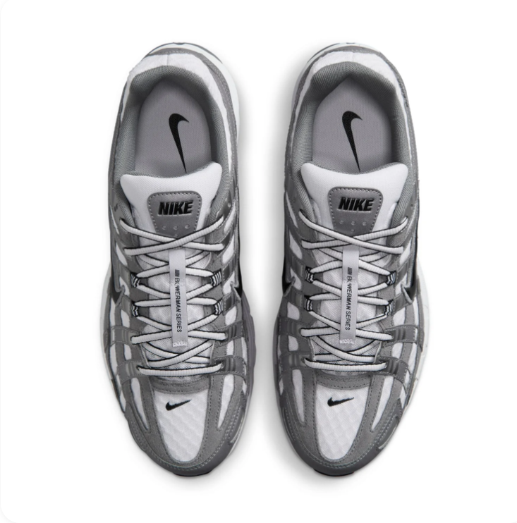 Nike P-6000 Grey and White Sneakers with Black Swooshes