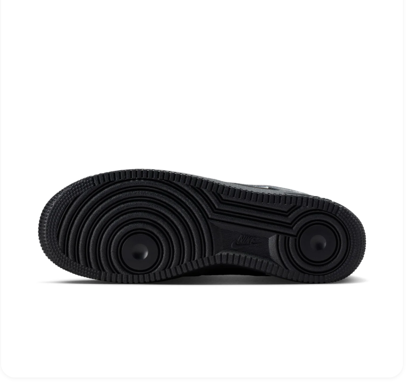 Nike Air Force 1 Black and Charcoal Low-Top Sneakers with Silver-Grey Swoosh