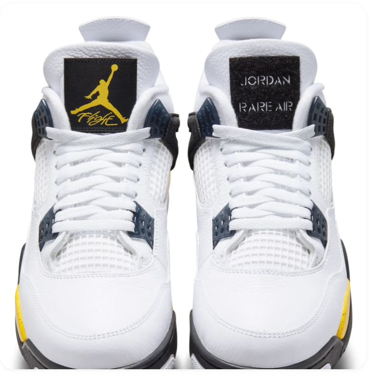 Air Jordan 4 White, Black and Yellow Sneakers