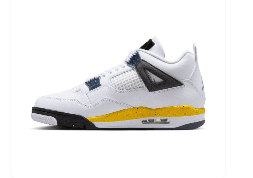 Air Jordan 4 White, Black and Yellow Sneakers