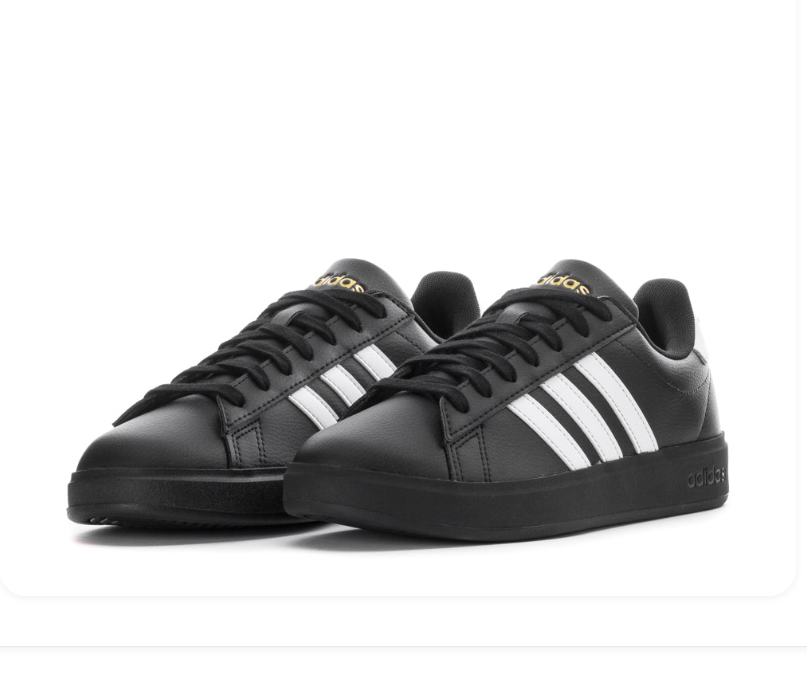 adidas Black and White Low-Top Sneakers with Black Sole