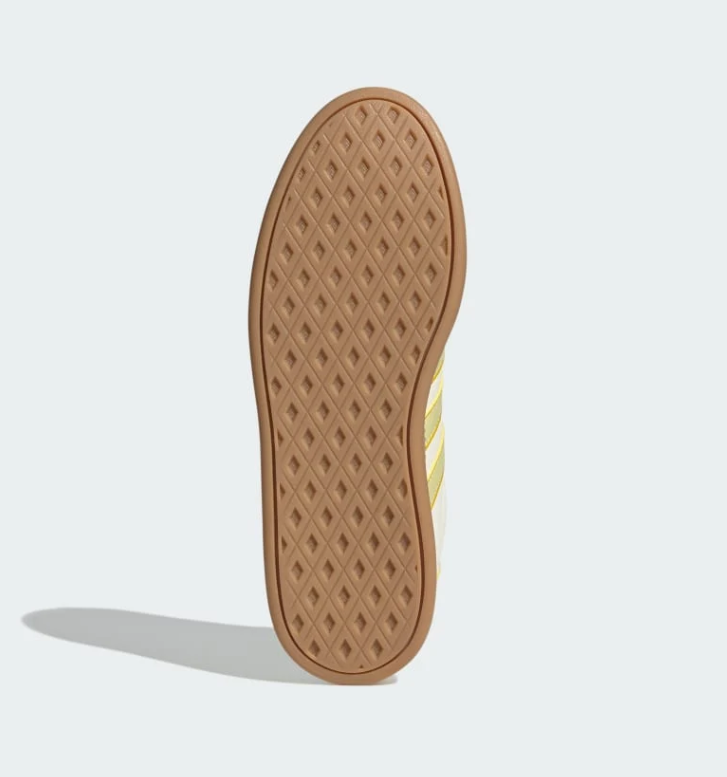 adidas White and Pale Yellow Low-Top Sneakers with Gum-Colored Sole