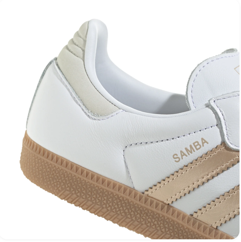 adidas Samba White and Metallic Gold Sneakers with Gum Sole
