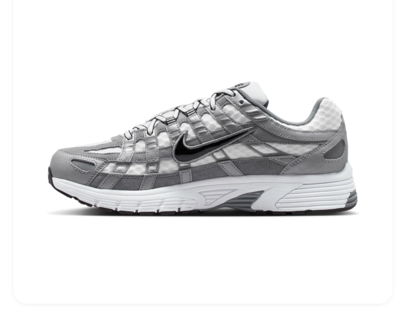 Nike P-6000 Grey and White Sneakers with Black Swooshes