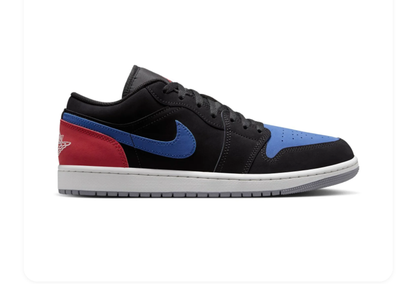 Air Jordan 1 Low Black, Blue and Red Sneakers
