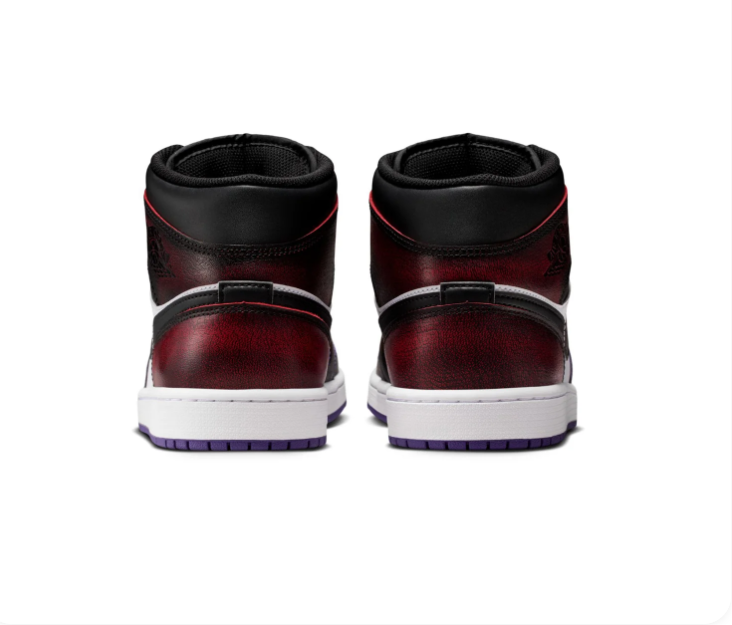 Air Jordan 1 Mid Multicolor Sneakers with Gold Toe and Purple Outsole
